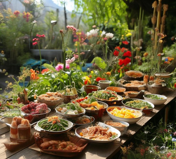 食堂菜品与温馨花园的完美结合 食堂菜品与温馨花园的完美结合